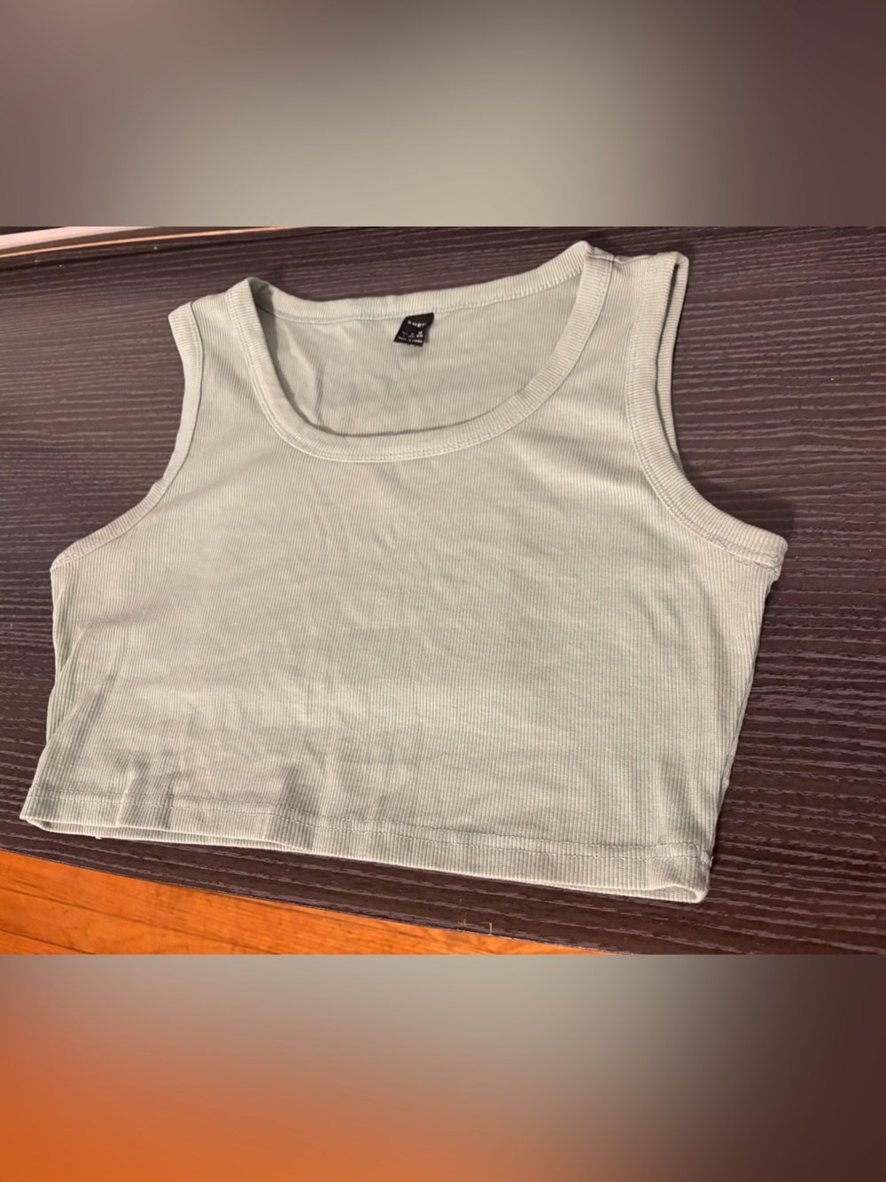 SHEIN Light Sage Ribbed Cropped Tank Top